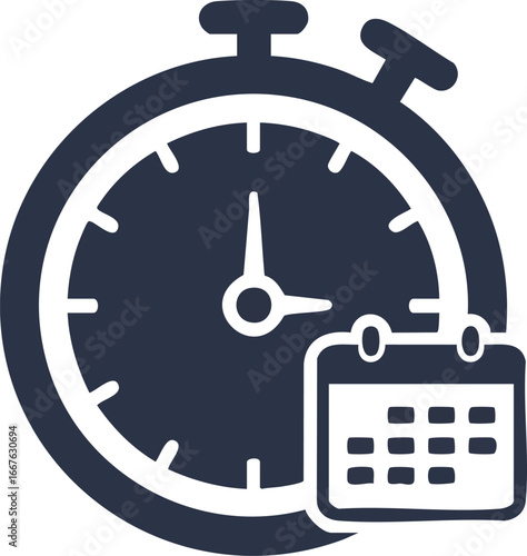 Stopwatch and Calendar Icon Illustration time clock schedule appointment deadline reminder event