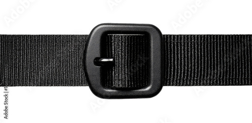 Black nylon belt with a metal buckle