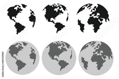 Planet icon set. Global map. Map symbol. international earth globe icon, World globe icon, Line vector