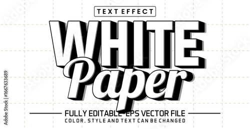 White paper font Text effect editable