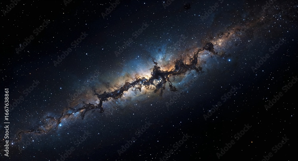 Naklejka premium Majestic Milky Way A Stunning Panorama of Stars, Dust, and Cosmic Wonders