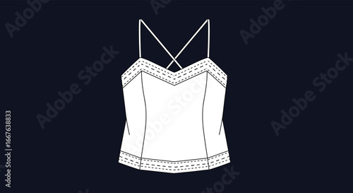 Elegant white lace trimmed cami tank top with adjustable straps