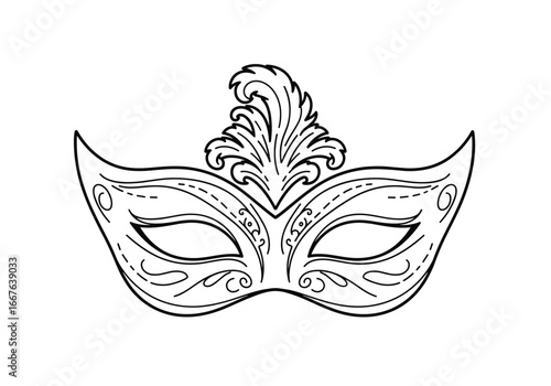 Elegant venetian masquerade ball mask with ornate feather detail