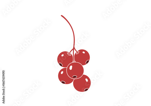 Red berries on a stem simple illustration fresh food concept for designs