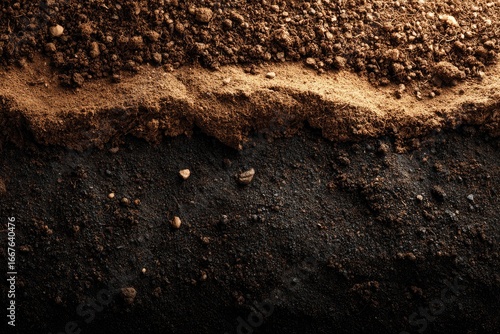 Close-up view of soil layers