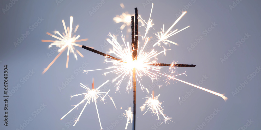 Obraz premium A vibrant display of sparkling firework sparklers in the night sky.