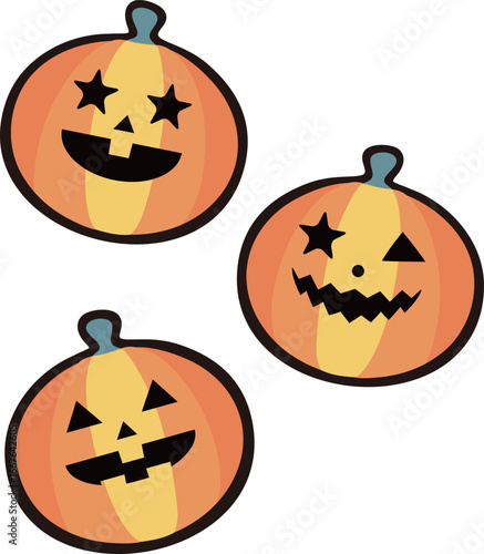 アイコン　ハロウィン　秋　かぼちゃ　おばけ　ジャックオランタン　かわいい　おしゃれ　イラスト　セット