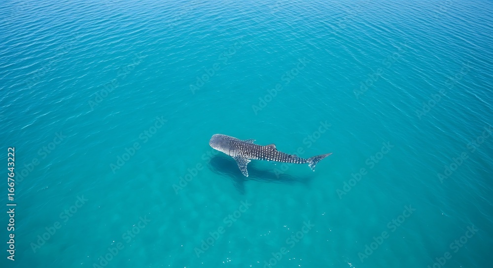 Fototapeta premium Solitary Shark in Turquoise Water.