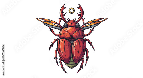 Detailed steampunk-inspired beetle with mechanical wings and gears