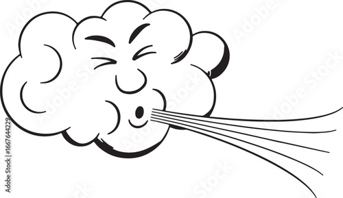 Cartoon cloud blows wind. Vector illustration of a cartoon cloud that blows wind
