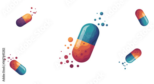 Colorful capsule pattern with gradient effect on white background