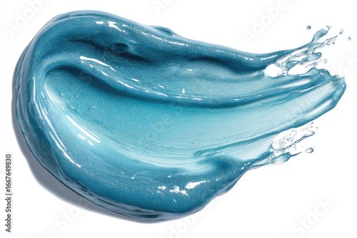 Teal cosmetic smear on white