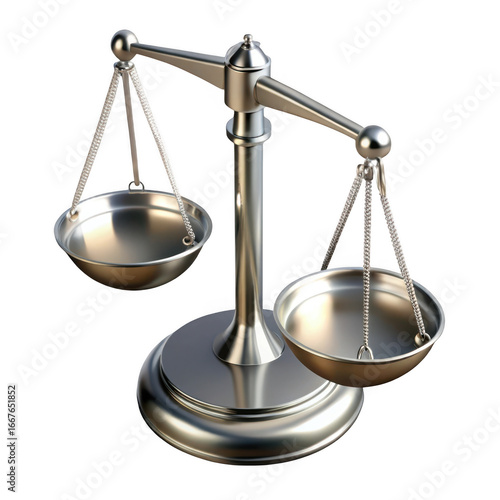 3d vintage justice scale isolated on transparent background