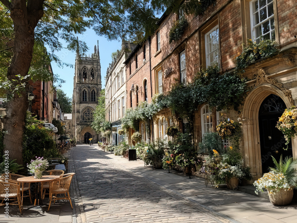 Fototapeta premium A historic street in Rotherham, England