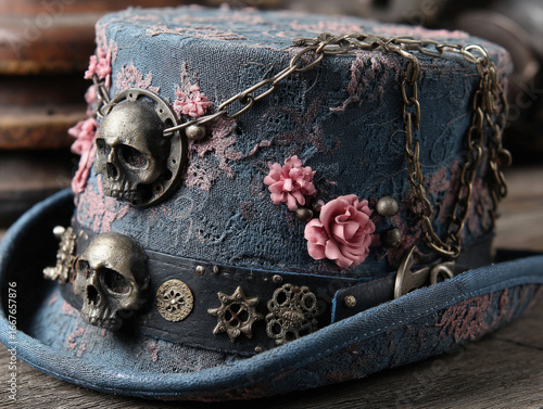 A whimsical top hat with a ...