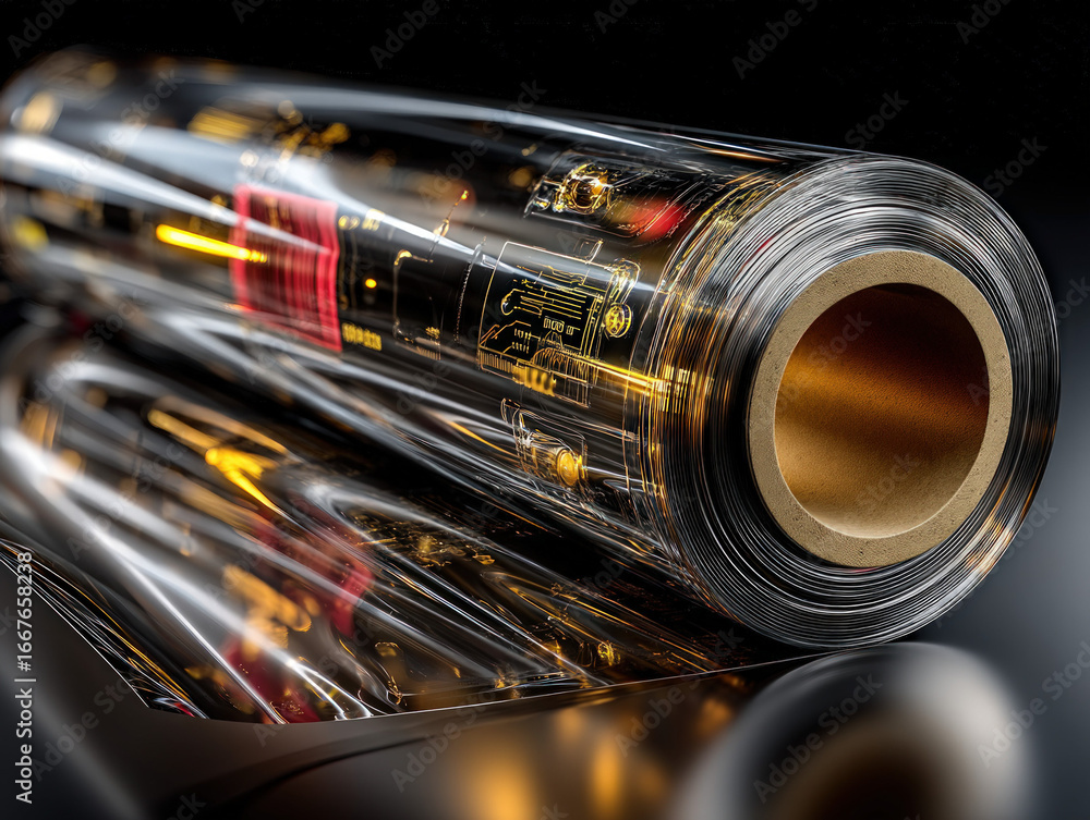 Naklejka premium Close-up or technical illustration of transparent polypropylene film used in packaging