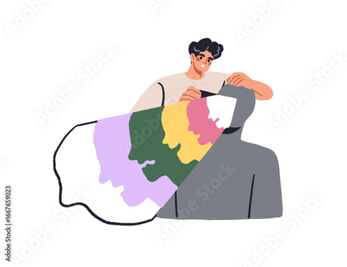 Emotional intelligence, psychology concept. Person releasing emotions, feelin...