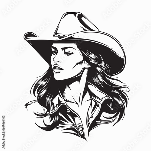 Female Model in Western Outfit image vector isolated on white background
