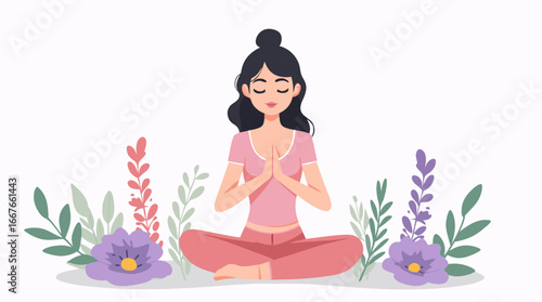 yoga woman in lotus position, illustration