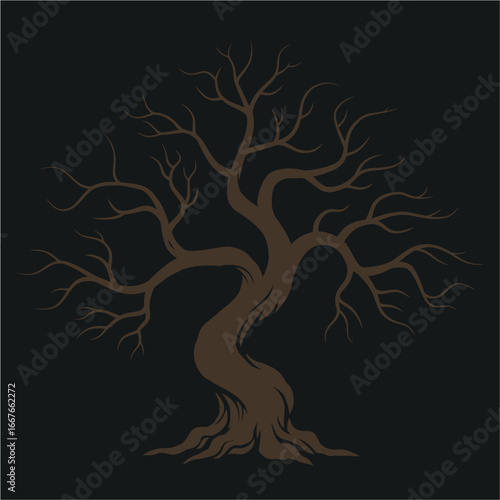 Halloween spooky tree icon vector in creepy cartoon style. Perfect for haunted house, scary night posters, trick-or-treat invitations, horror themes, and seasonal holiday decorations.