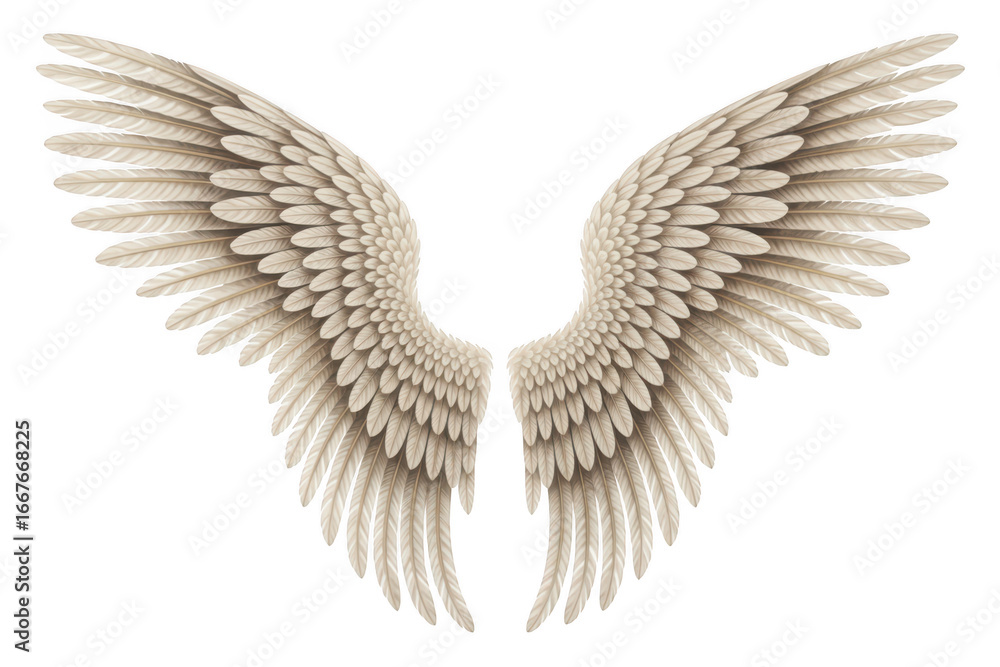 Obraz premium Pair of elegant angel wings isolated on transparent background for design