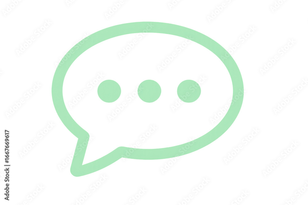 Obraz premium Light green chat bubble typing on transparent background