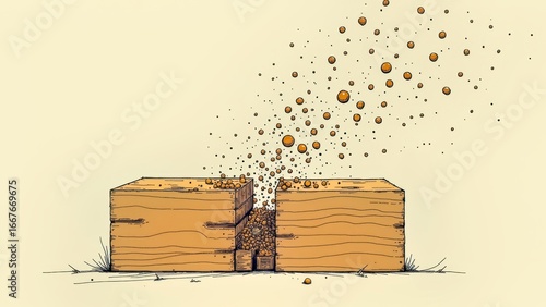 Illustration design of sawdust splashing