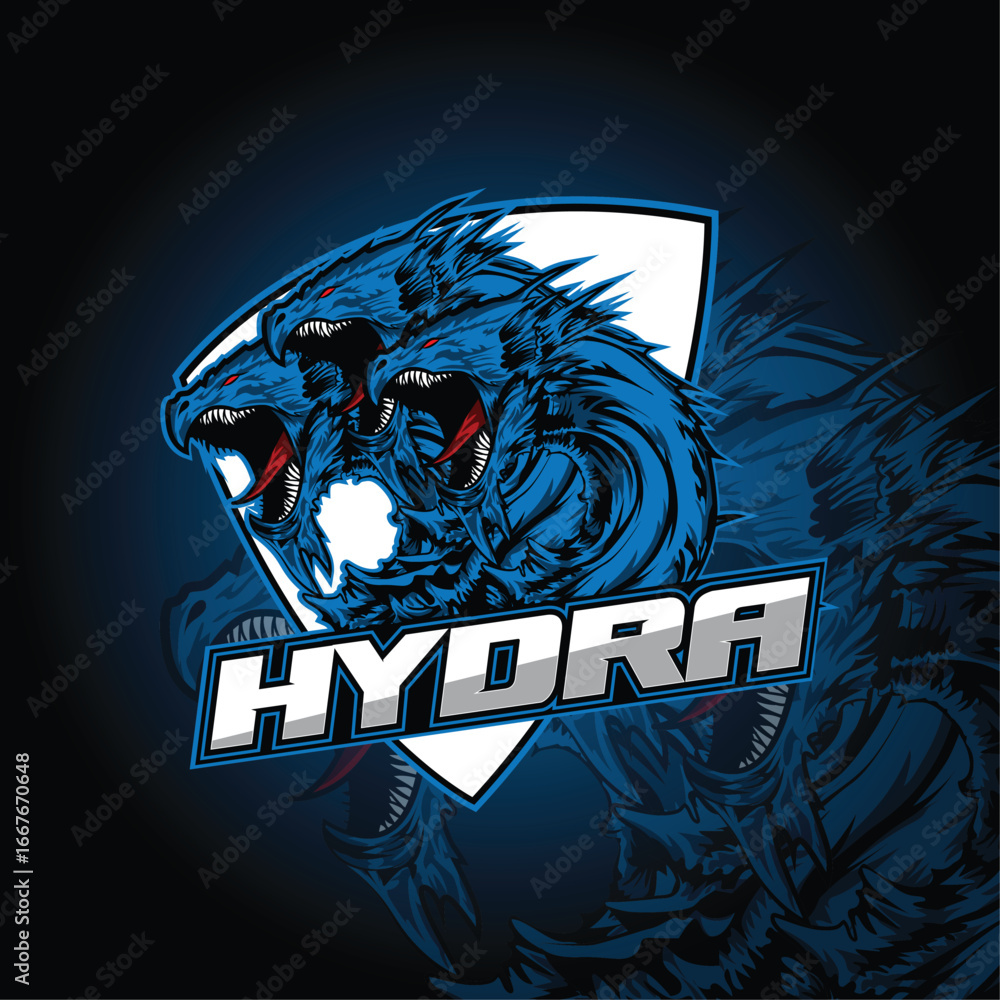 Obraz premium Sports logo design hydra mascot animal hydra mascot vector logo illustration esports.