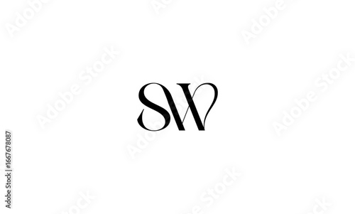 SW initial letters, monogram logo