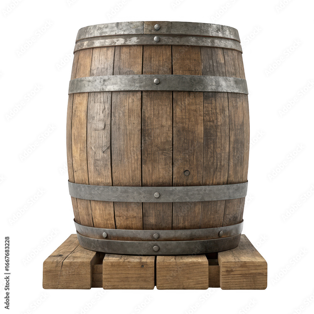 Fototapeta premium Wooden barrel isolated on transparent background