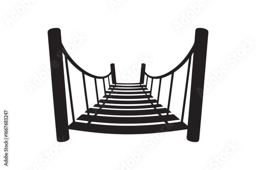 Silhouette of a Swinging Rope Bridge for a Playground or Park
