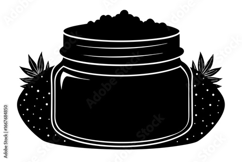 Vector art of  Strawberry jam jar with fresh strawberries