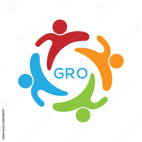 Group of Business People Letter logo. Company logo design for entrepreneur and business. GRO Best Icon .
