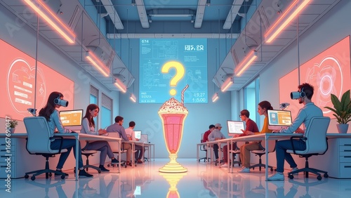 Simplified office space scene