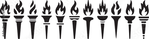 Fire torch icon set