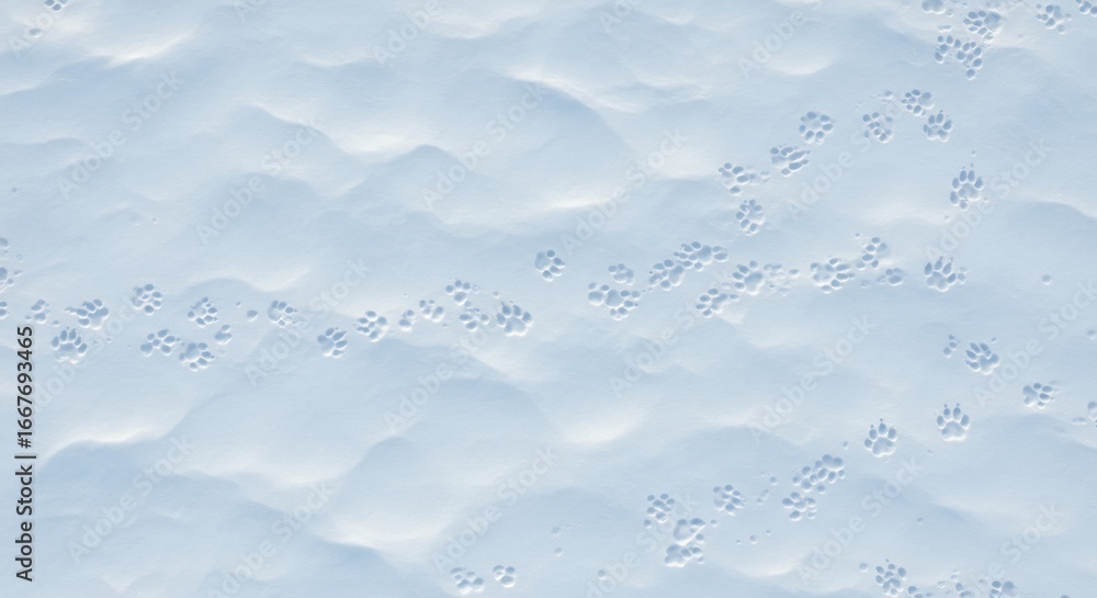 Fototapeta premium Aerial shot of snow with paw prints