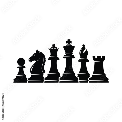 Vector illustration of chess pieces silhouette