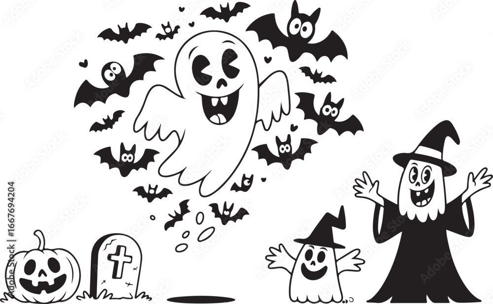 Obraz premium Halloween ghosts silhouette