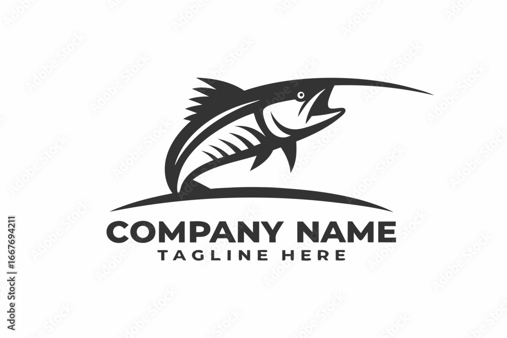 Obraz premium Marlin Fish Silhouette, Sport Fishing Logo Design with White Background