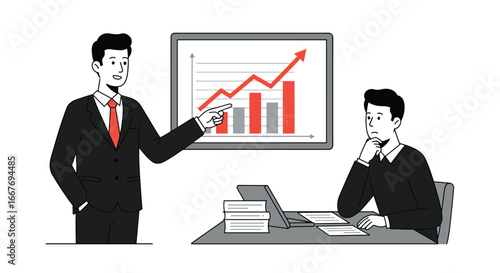 Business Meeting with Financial Growth Chart Presentation.