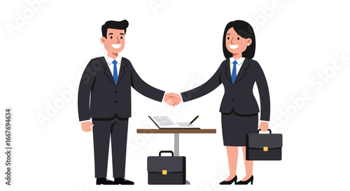 Business Partners Shaking Hands After Successful Deal.