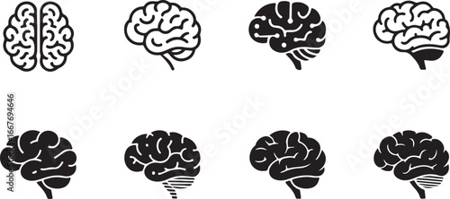 Human brain icon set flat style. vector illustration