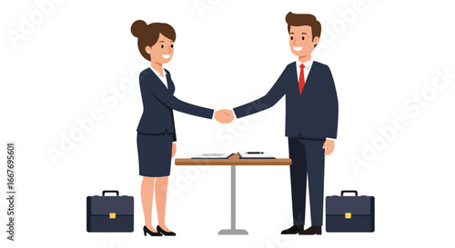 Business Professionals Shaking Hands Over Agreement.