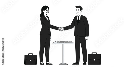 Business Professionals Shaking Hands Over Table.