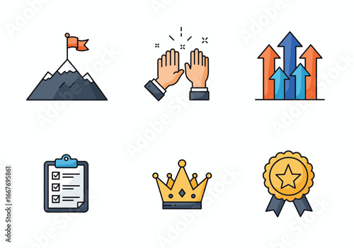 Business Success and Achievement Icons Collection.