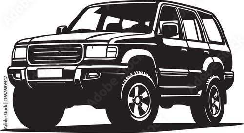 Vector illustration: black and white suv car graphic eps silhouette