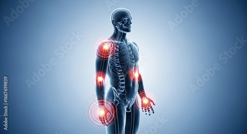 Human Body Pain Areas, Joints, Skeletal System.