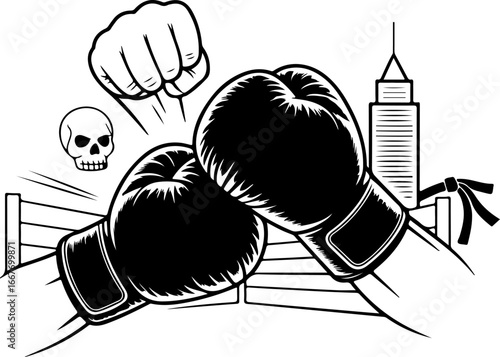 "Boxing and Action-Themed Vector Icon Set"