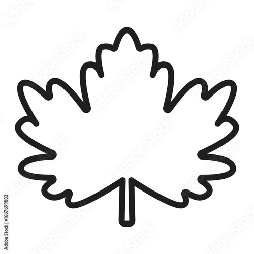Outline maple leaf icon in simple flat style. Minimalist botanical symbol for nature, eco, forest, and organic design projects. Black and white.