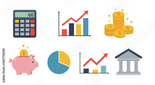 Financial Icons Representing Growth and Savings 2.